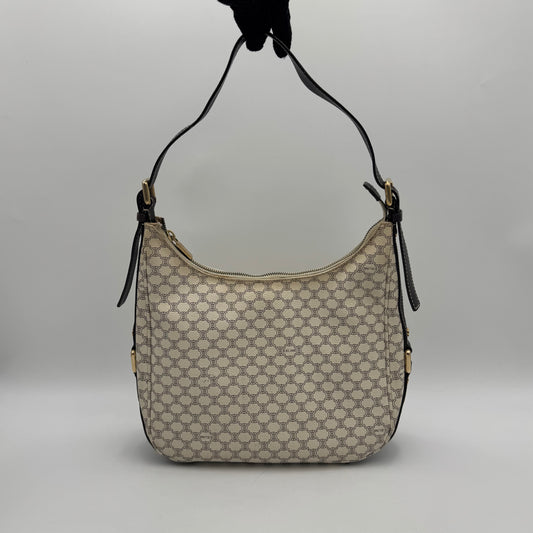 Celine Paris White Macadam Hobo Shoulder Bag