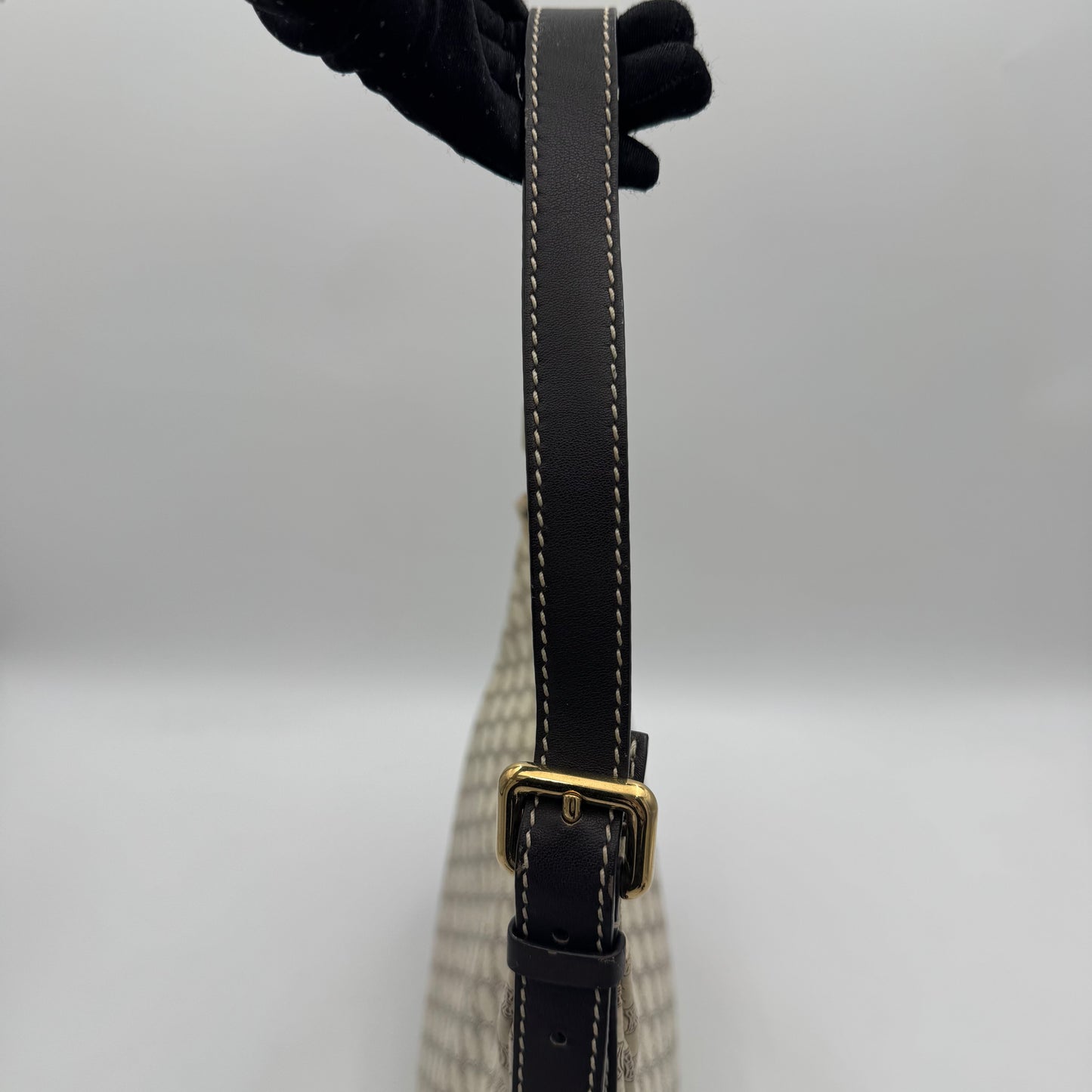 Celine Paris White Macadam Hobo Shoulder Bag