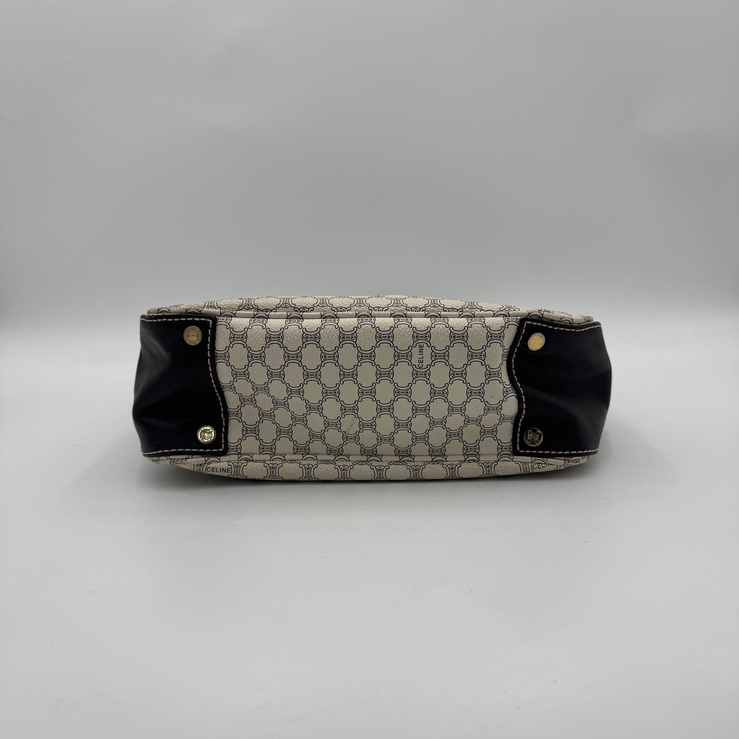 Celine Paris White Macadam Hobo Shoulder Bag