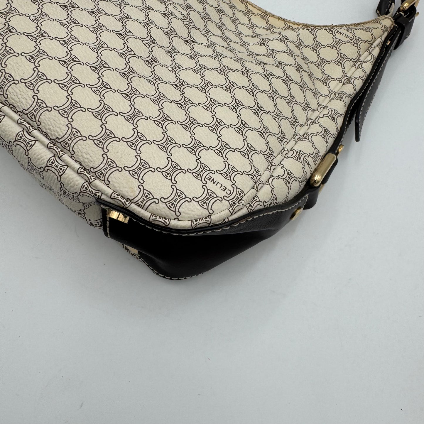 Celine Paris White Macadam Hobo Shoulder Bag