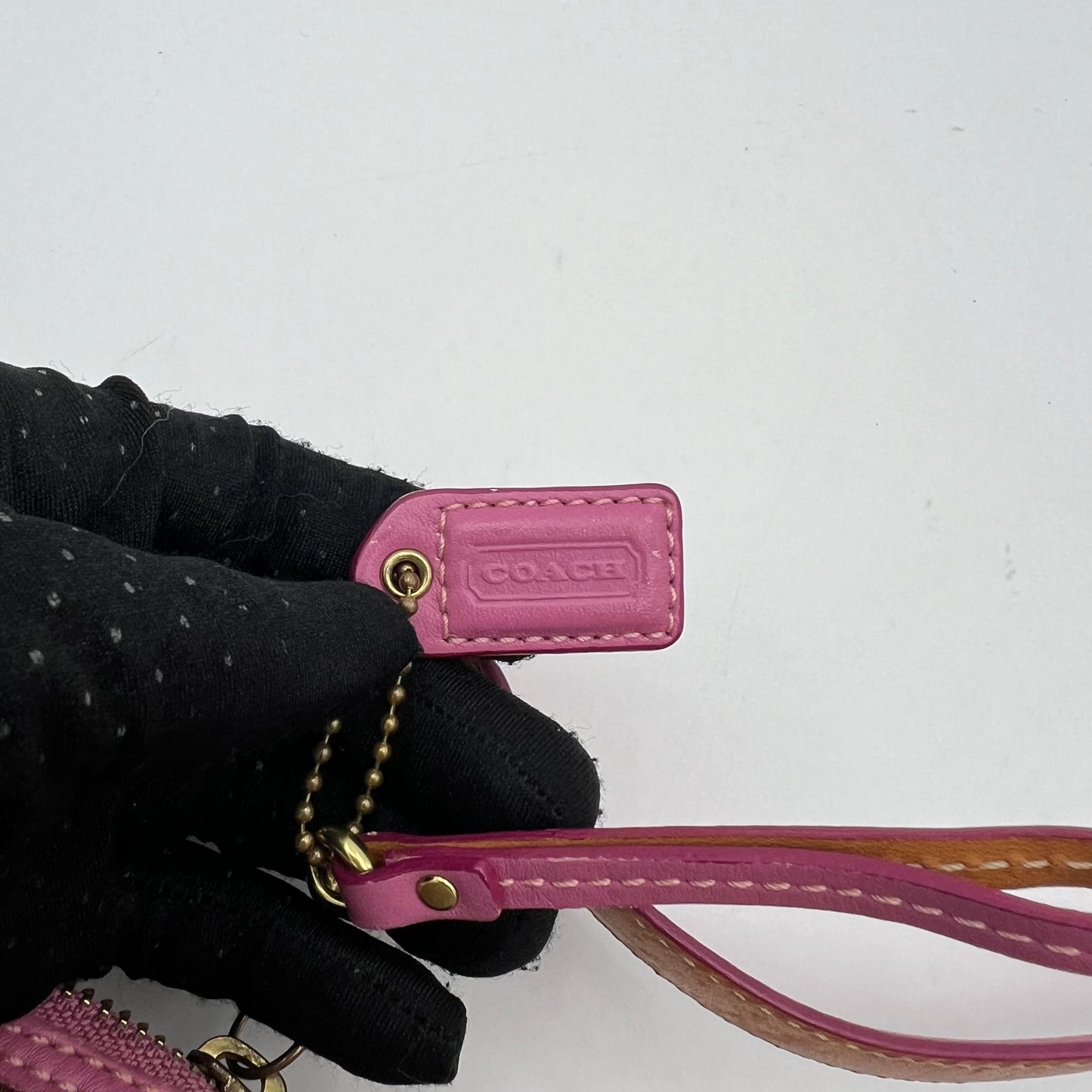 Coach Signature Canvas Pink Suede Leather Hobo Pochette