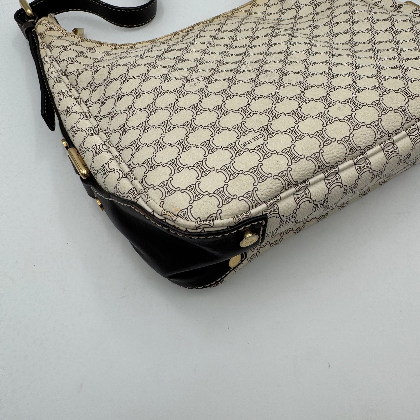 Celine Paris White Macadam Hobo Shoulder Bag