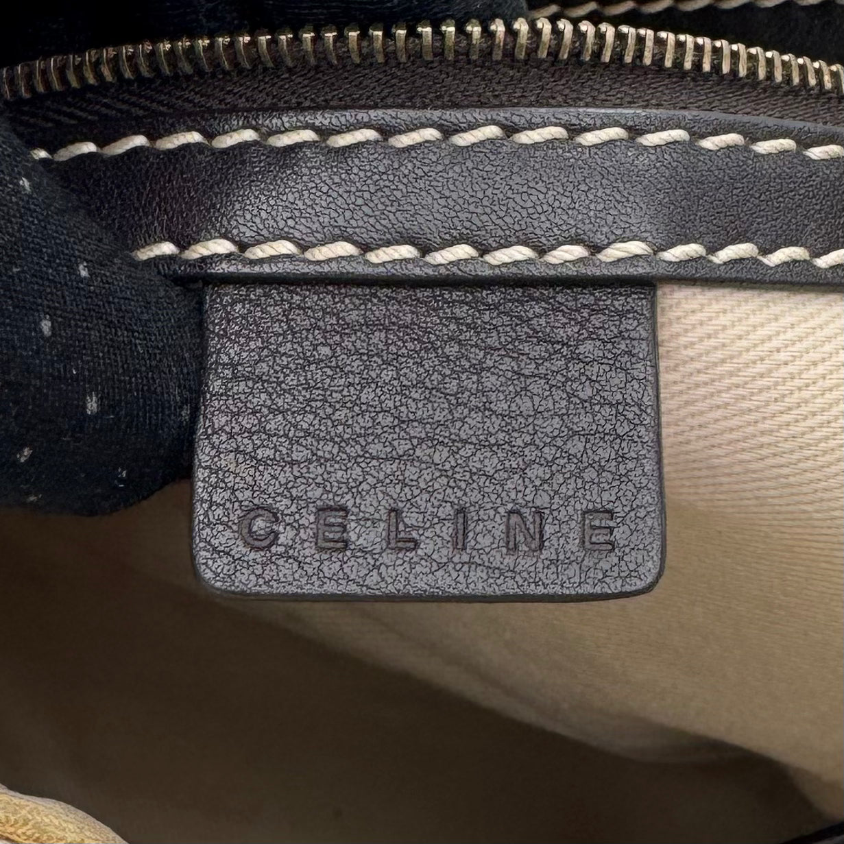 Celine Paris White Macadam Hobo Shoulder Bag