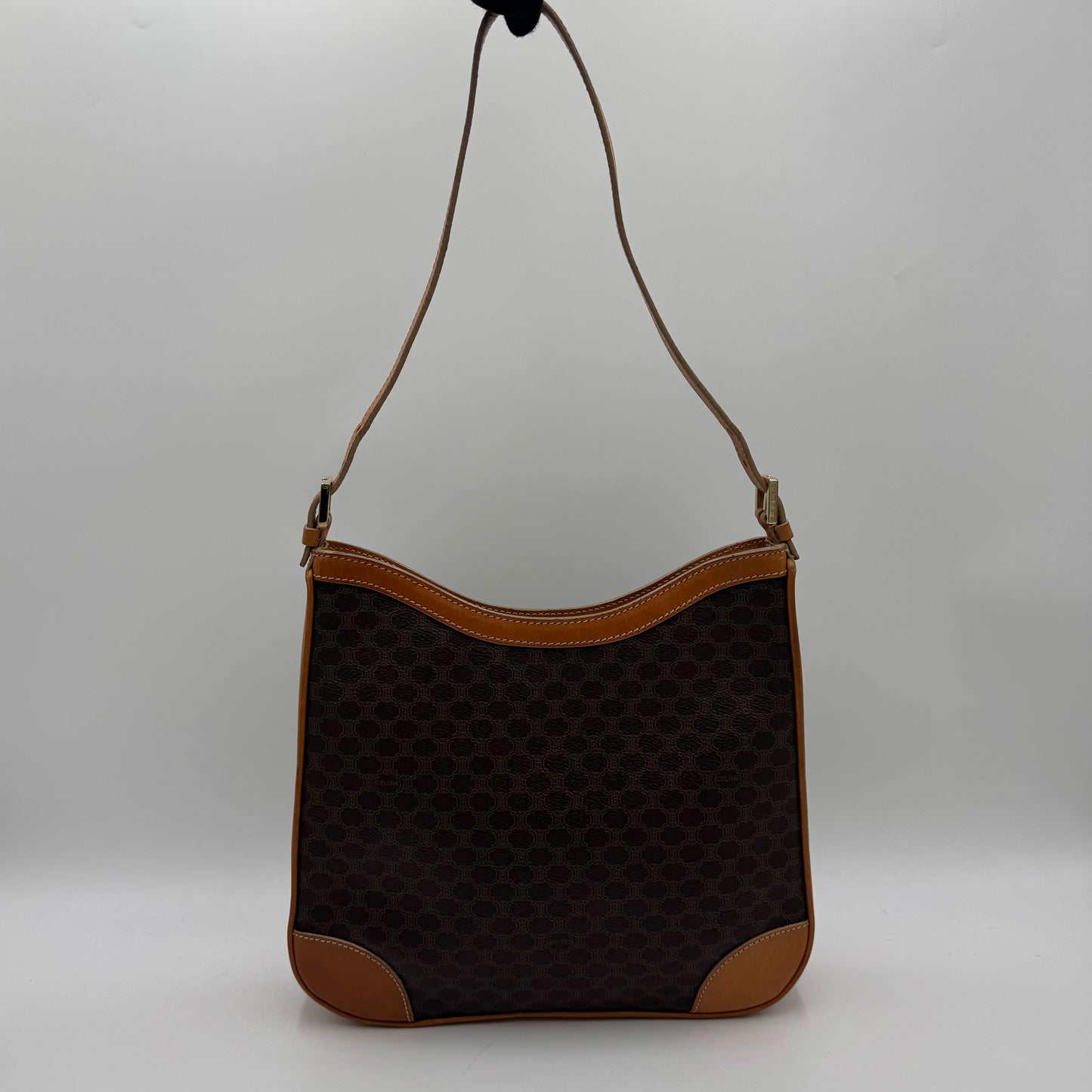 Celine Paris Brown Macadam Hobo Bag