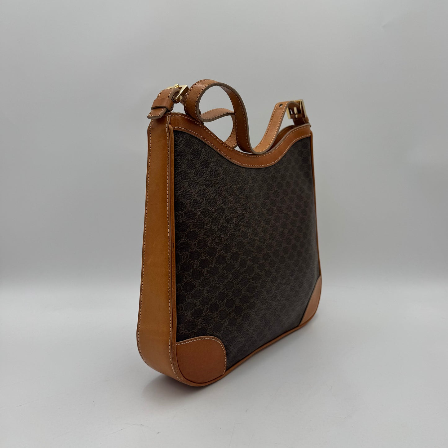 Celine Paris Brown Macadam Hobo Bag