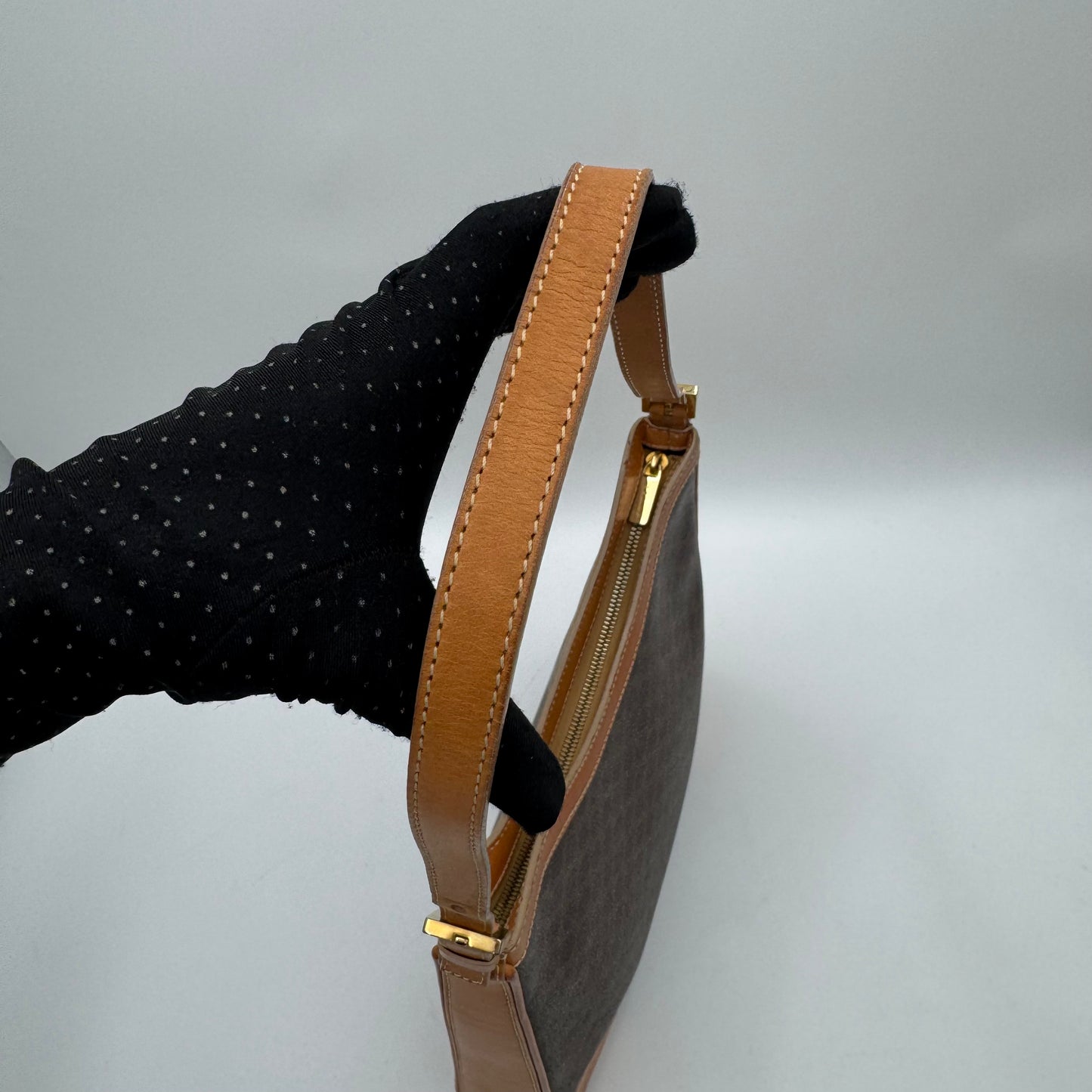 Celine Paris Brown Macadam Hobo Bag