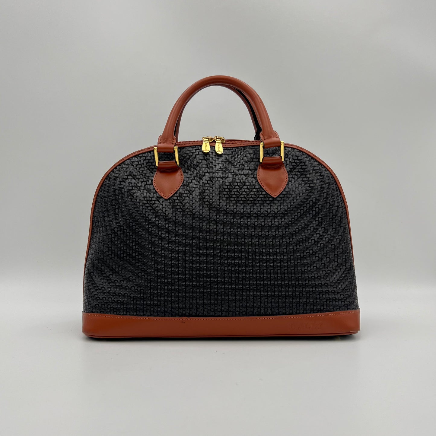 Bally Black and Brown Dome Satchel