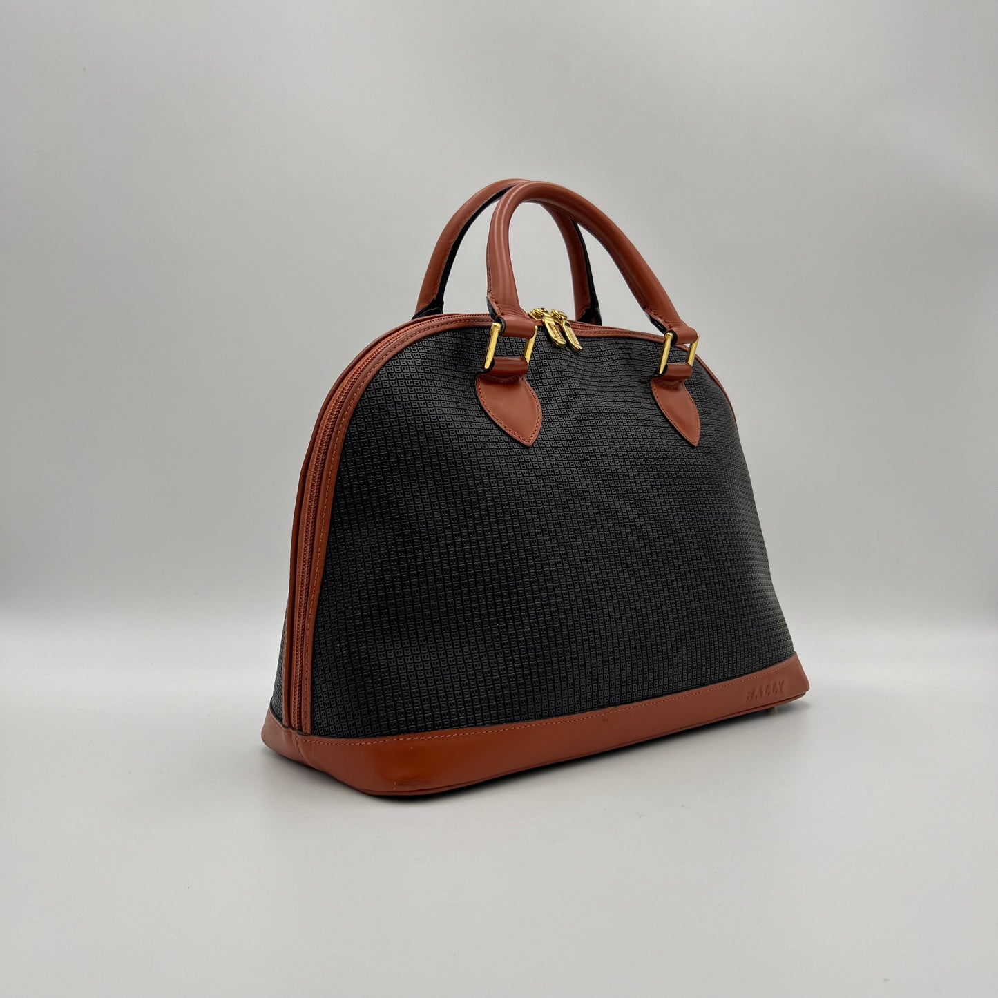 Bally Black and Brown Dome Satchel