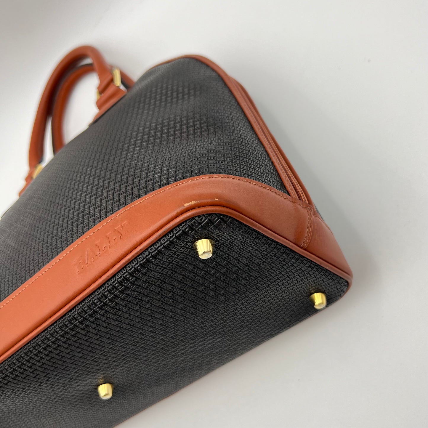 Bally Black and Brown Dome Satchel