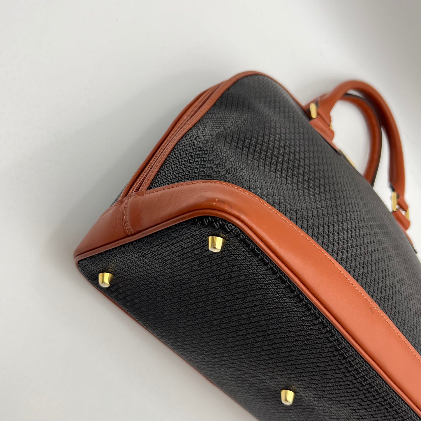 Bally Black and Brown Dome Satchel