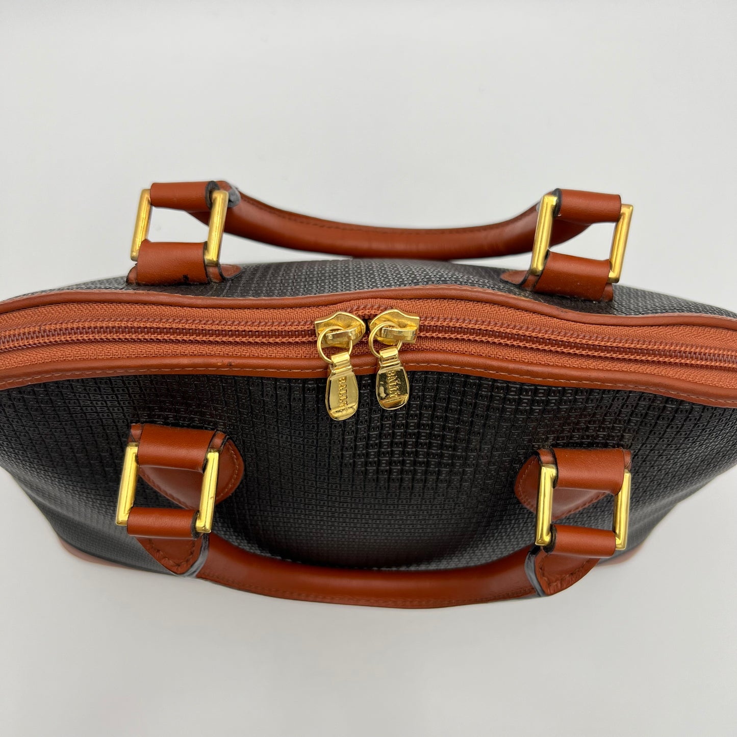 Bally Black and Brown Dome Satchel