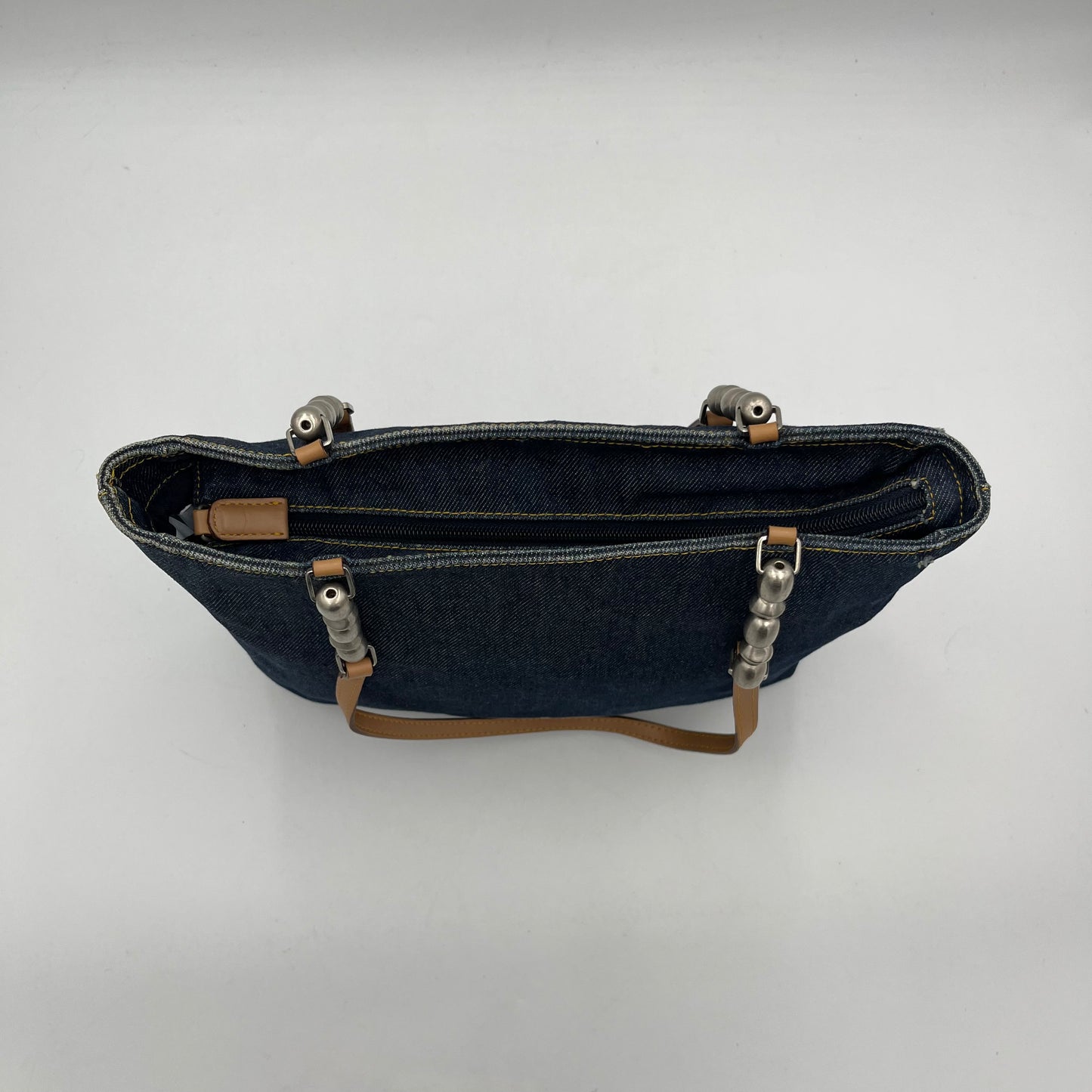 Christian Dior Blue Denim and Leather Maris Pearl Tote