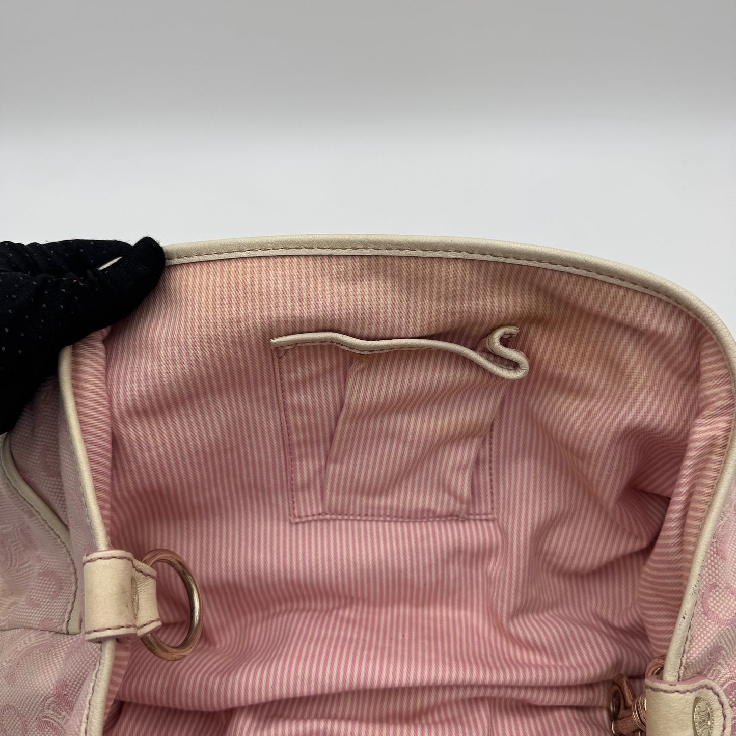 Celine Paris Pink C Macadam Canvas and White Leather Handbag