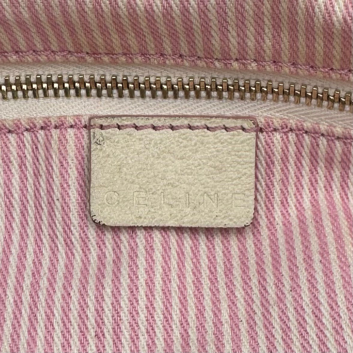 Celine Paris Pink C Macadam Canvas and White Leather Handbag