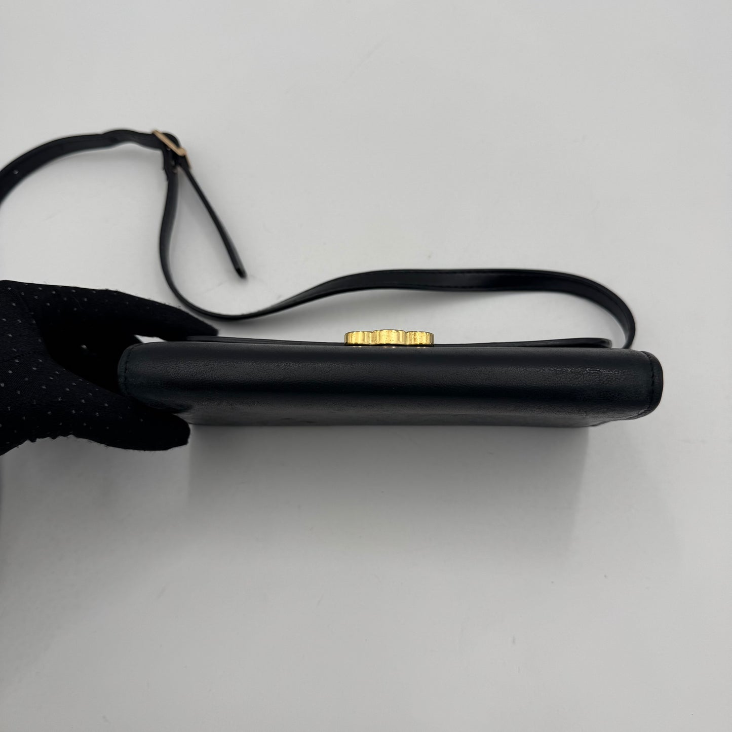 Celine Paris Black Calfskin Large Triomphe Long Wallet