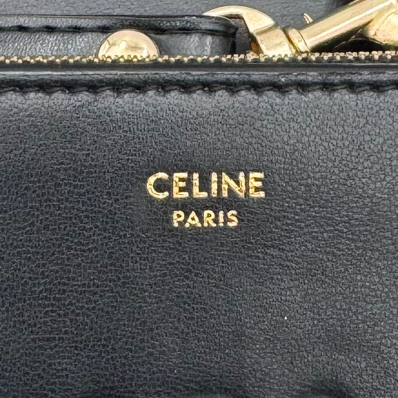 Celine Paris Black Calfskin Large Triomphe Long Wallet