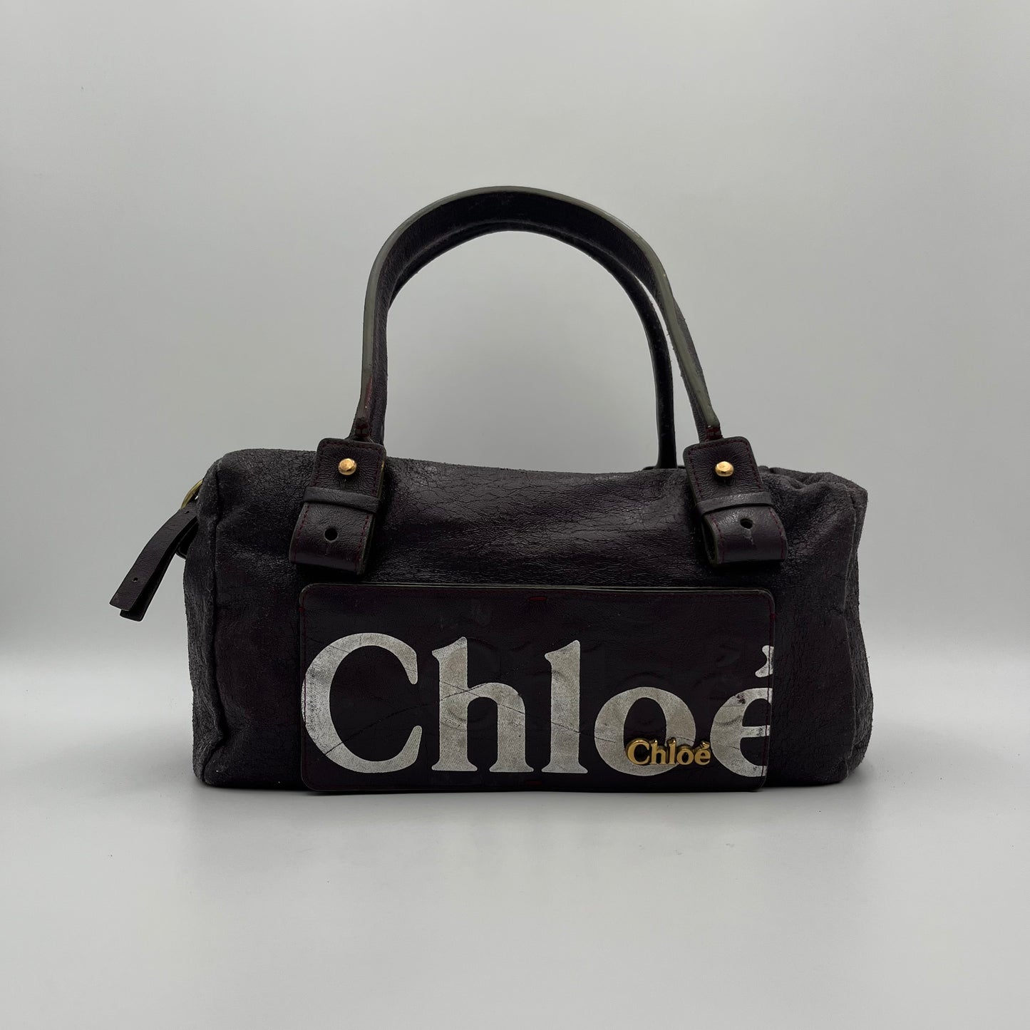 Chloe Dark Purple Leather Eclipse Boston Bag