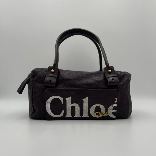 Chloe Dark Purple Leather Eclipse Boston Bag