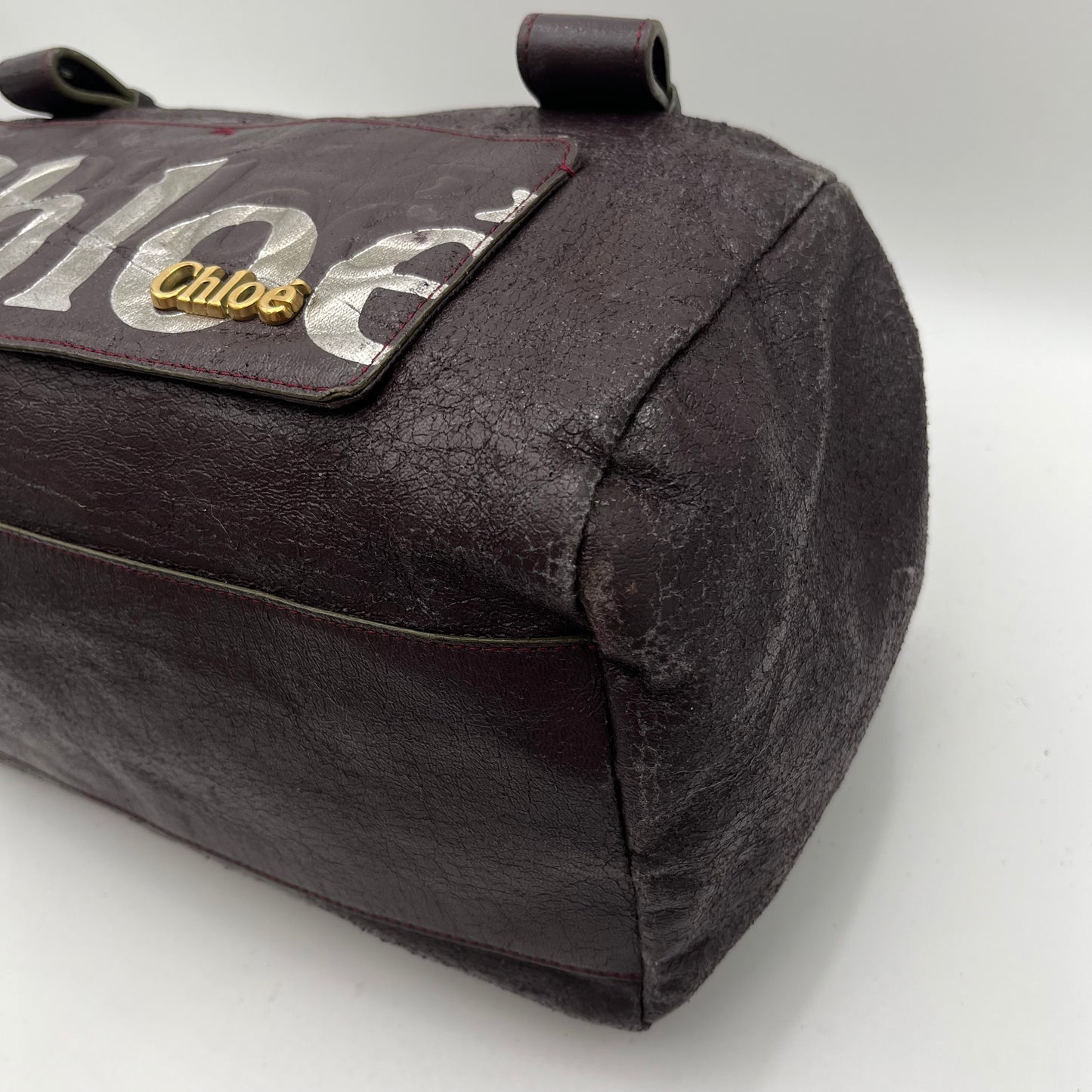 Chloe Dark Purple Leather Eclipse Boston Bag