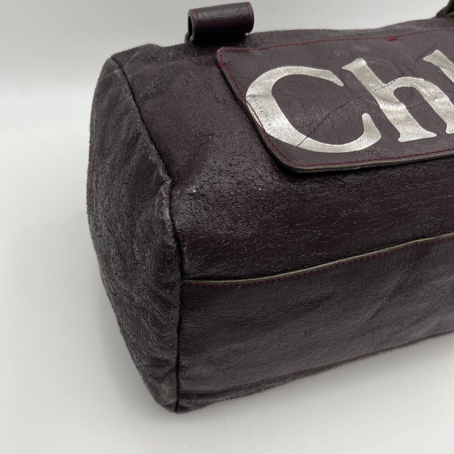 Chloe Dark Purple Leather Eclipse Boston Bag