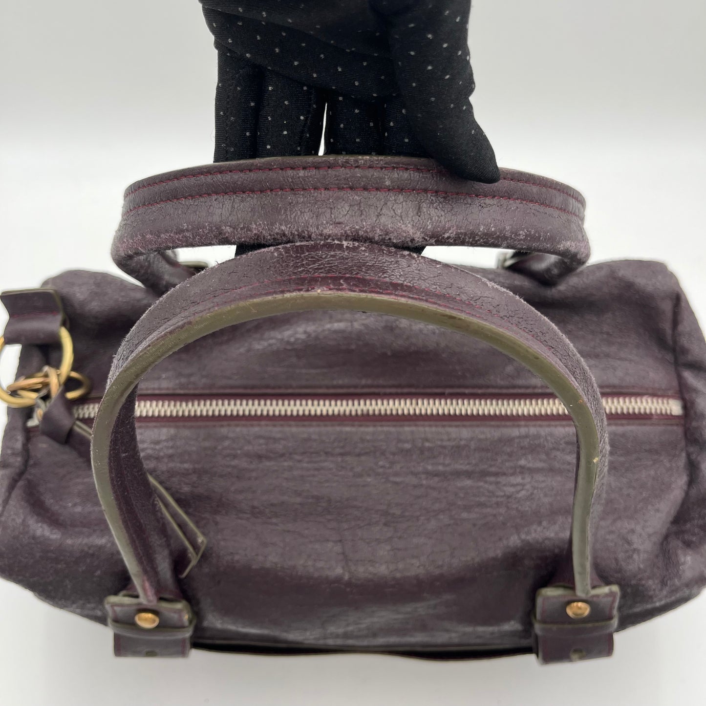 Chloe Dark Purple Leather Eclipse Boston Bag