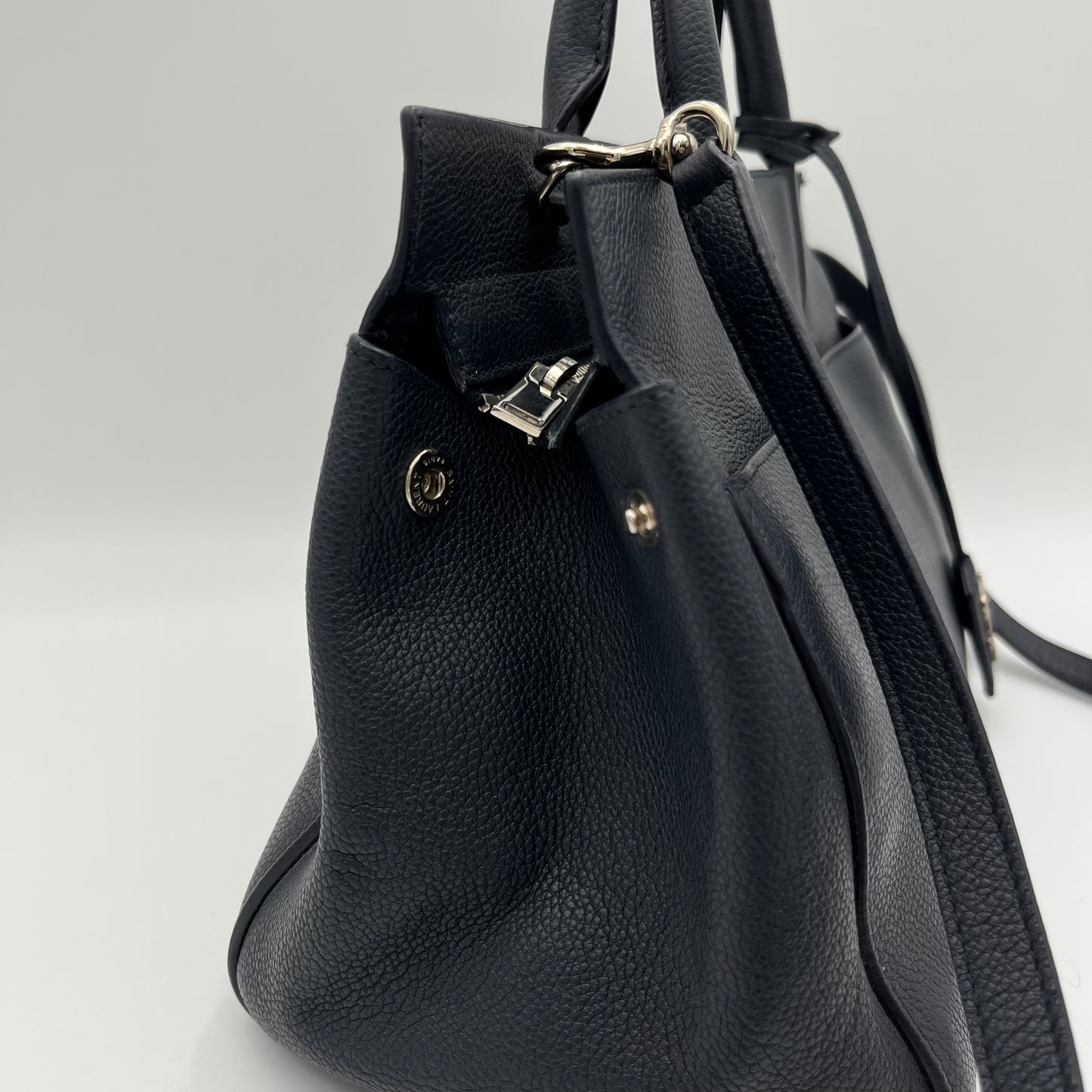 YSL Navy Blue Leather Rive Gauche Cabas Small Tote