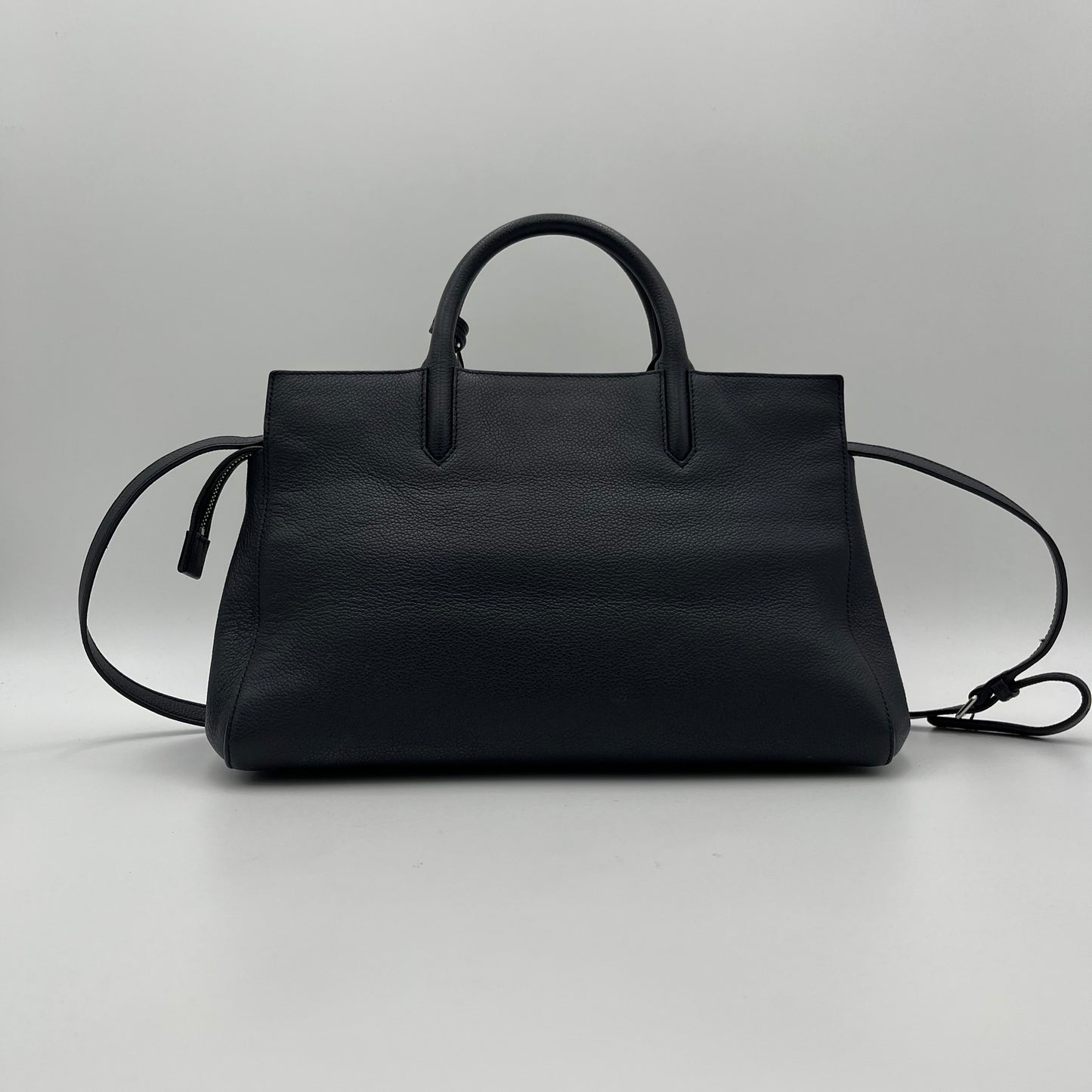 YSL Navy Blue Leather Rive Gauche Cabas Small Tote