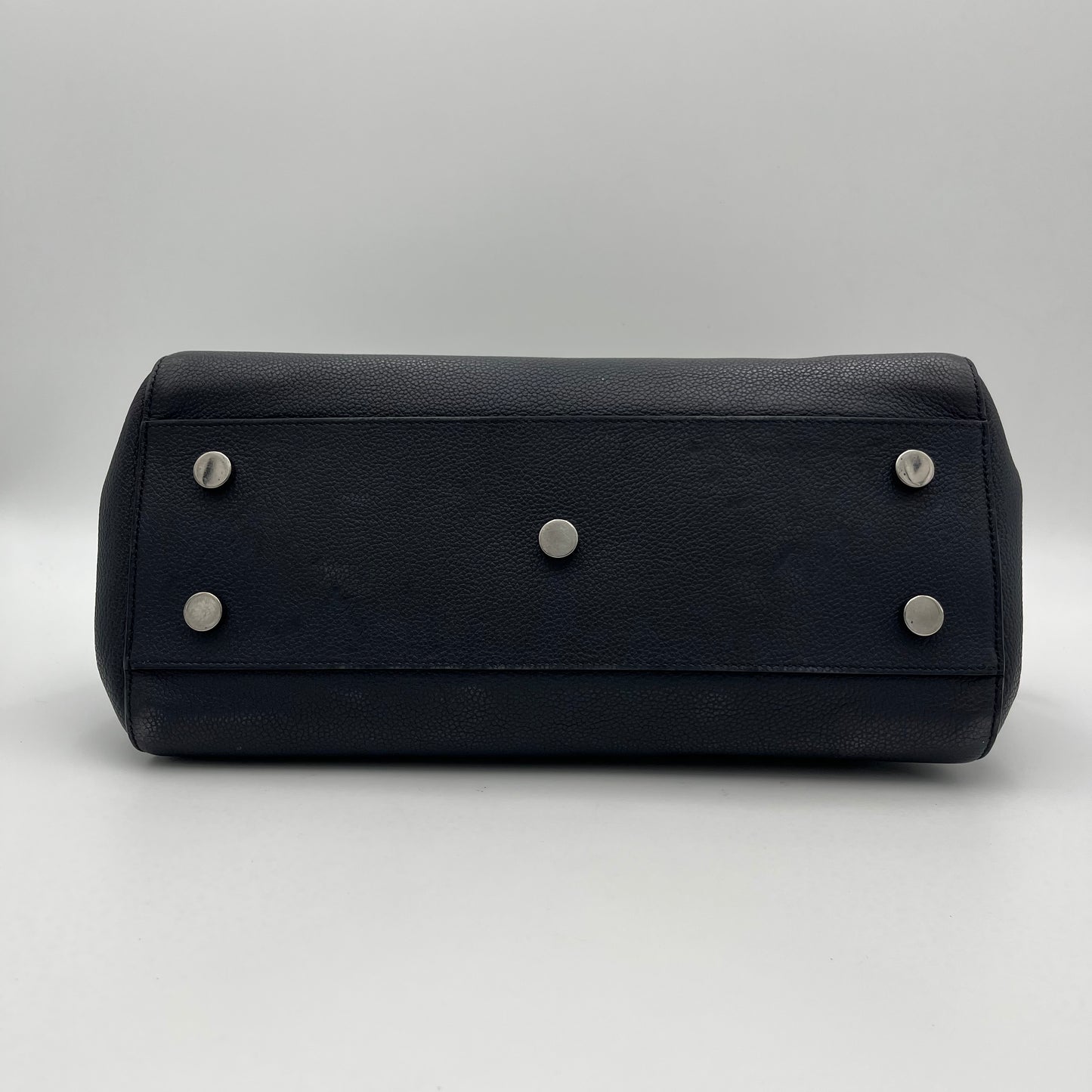 YSL Navy Blue Leather Rive Gauche Cabas Small Tote