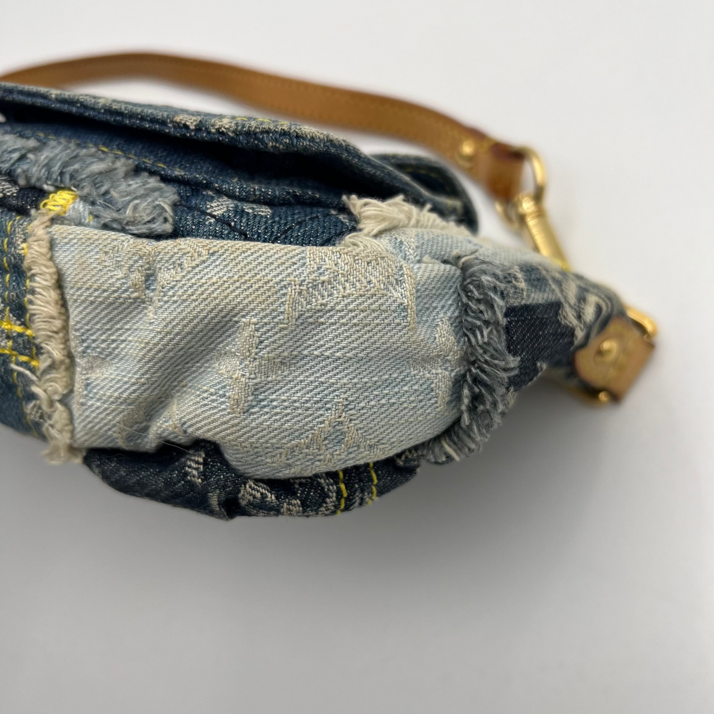 LV Monogram Blue Denim Patchwork Pouchy Shoulder Bag