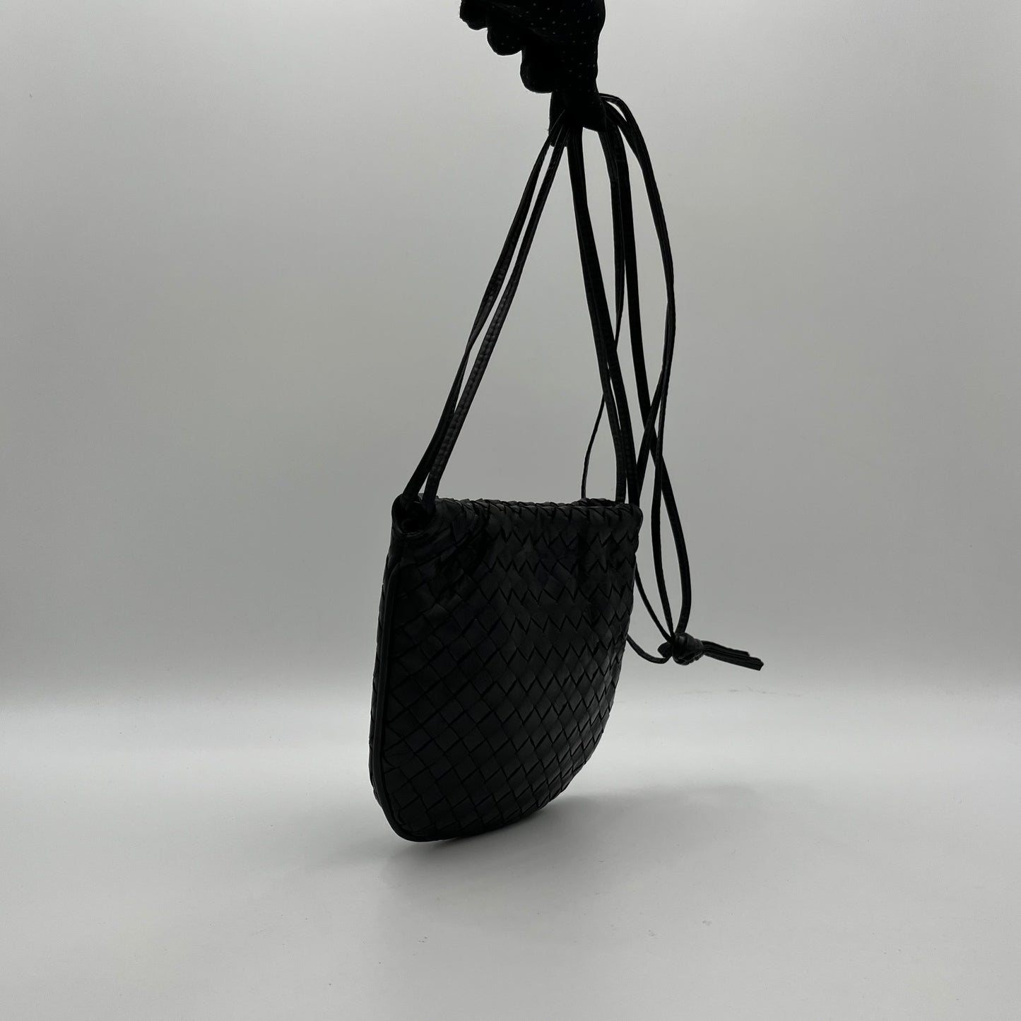Bottega Veneta Black Intrecciato Mini Crossbody