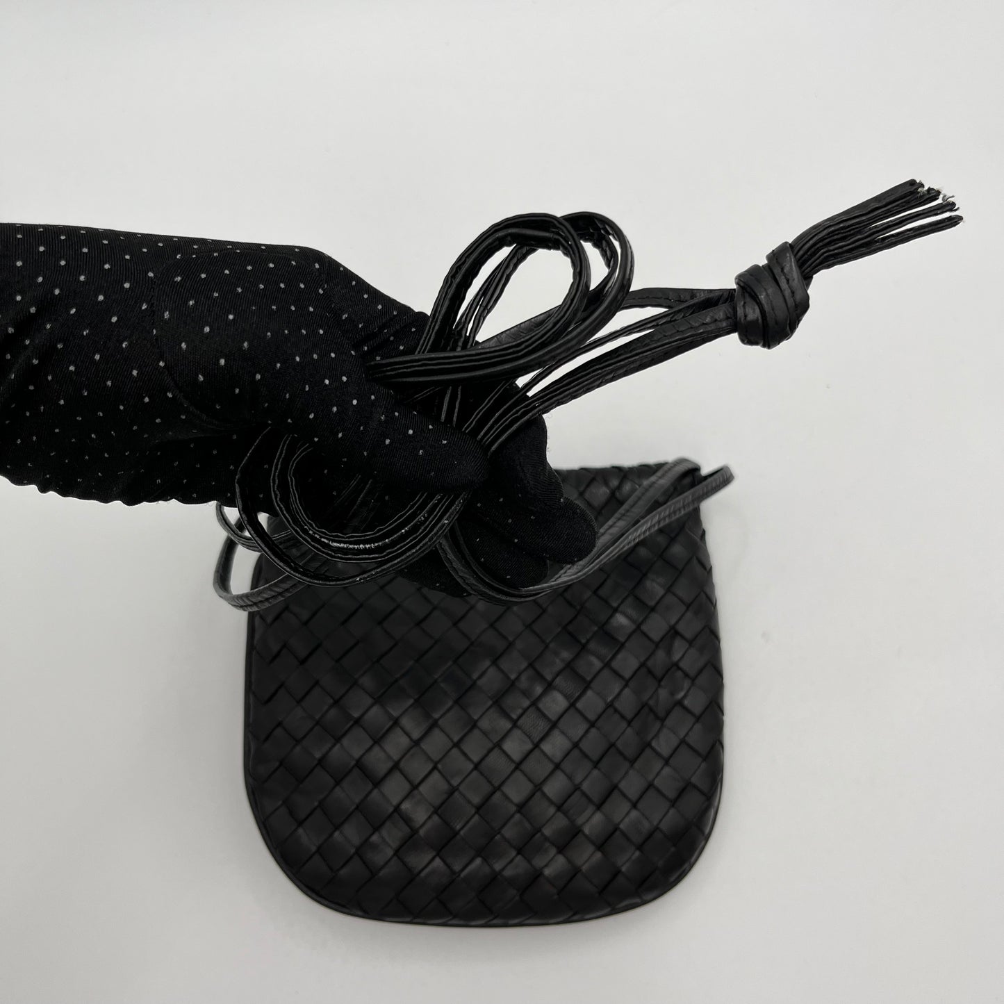 Bottega Veneta Black Intrecciato Mini Crossbody