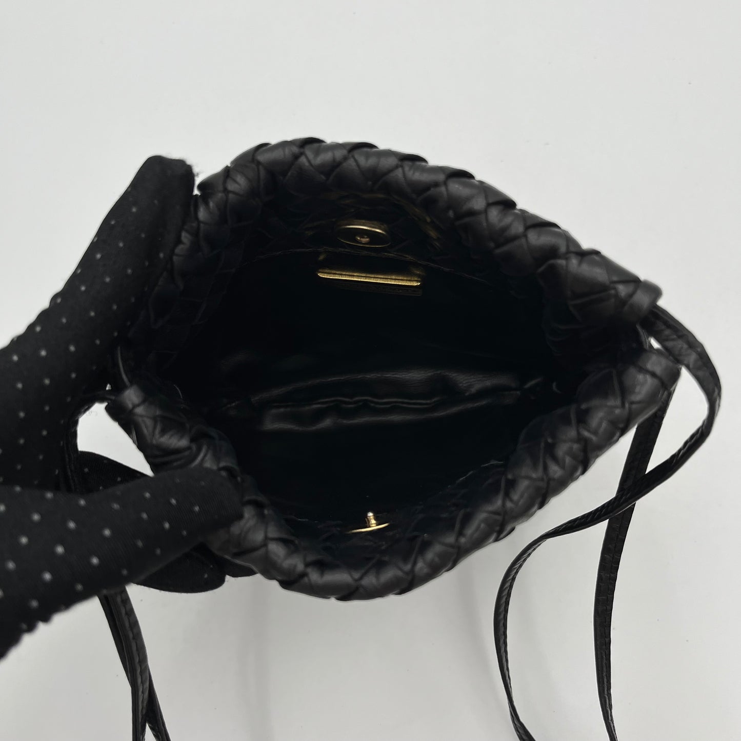 Bottega Veneta Black Intrecciato Mini Crossbody