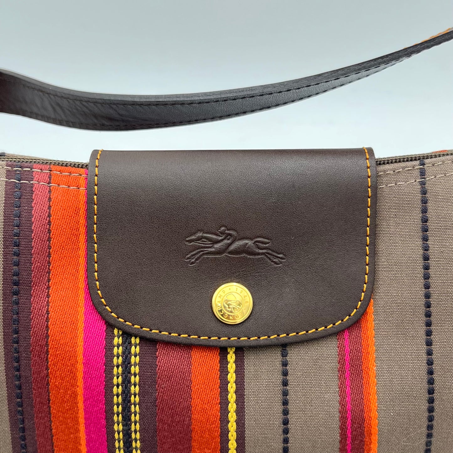 Longchamp Multicolor Striped Le Pliage Shoulder Bag