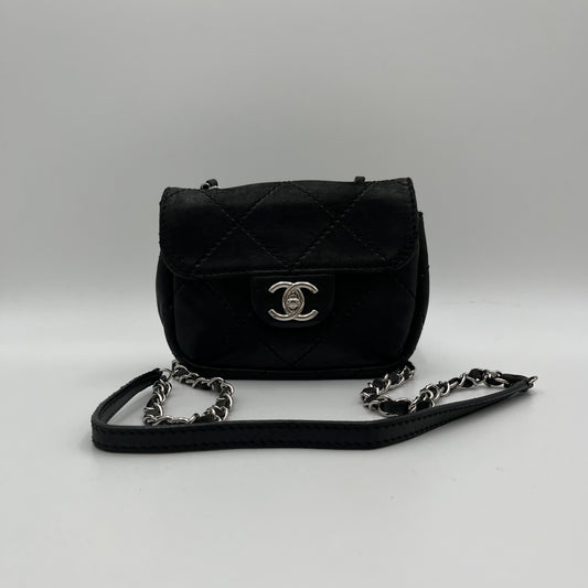 Chanel 2010-2011 Black Lambskin Wild Stitch Timeless Mini Flap SHW (Series 14)