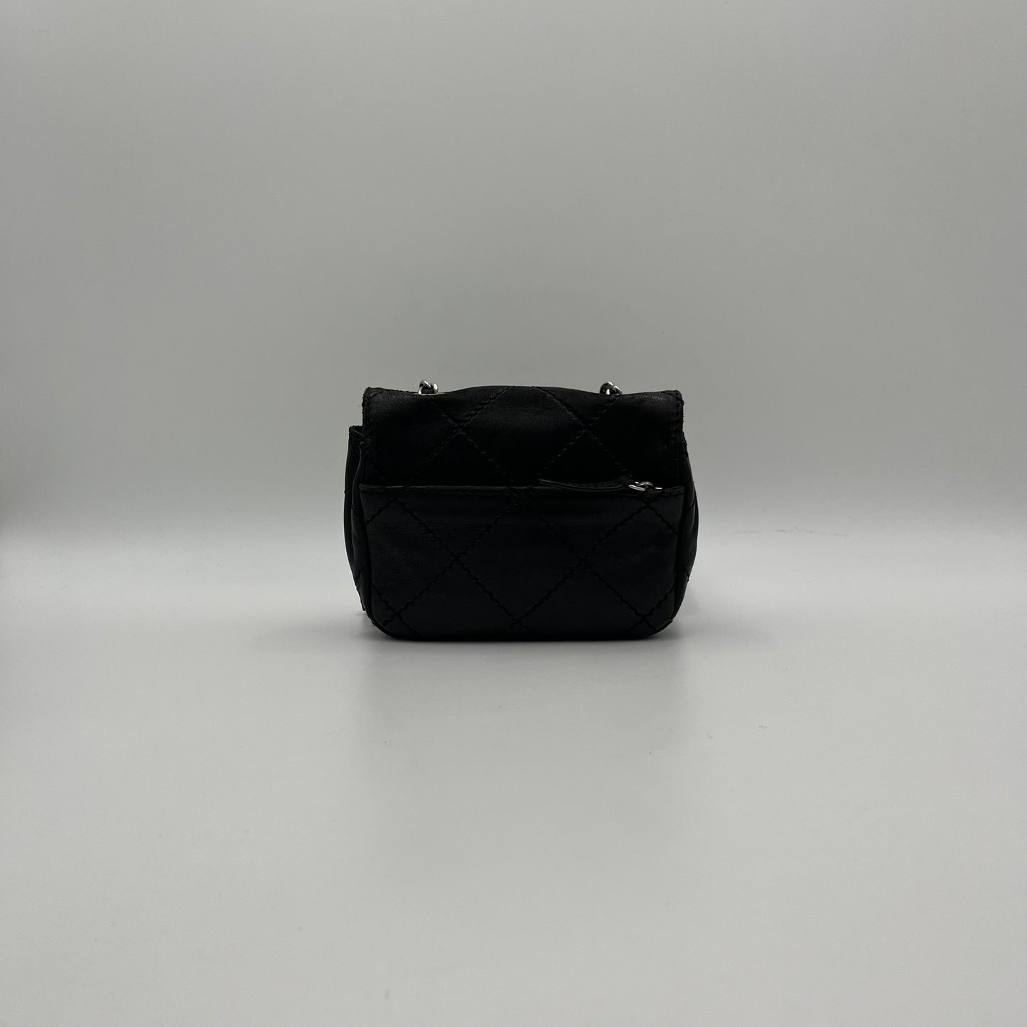 Chanel 2010-2011 Black Lambskin Wild Stitch Timeless Mini Flap SHW (Series 14)