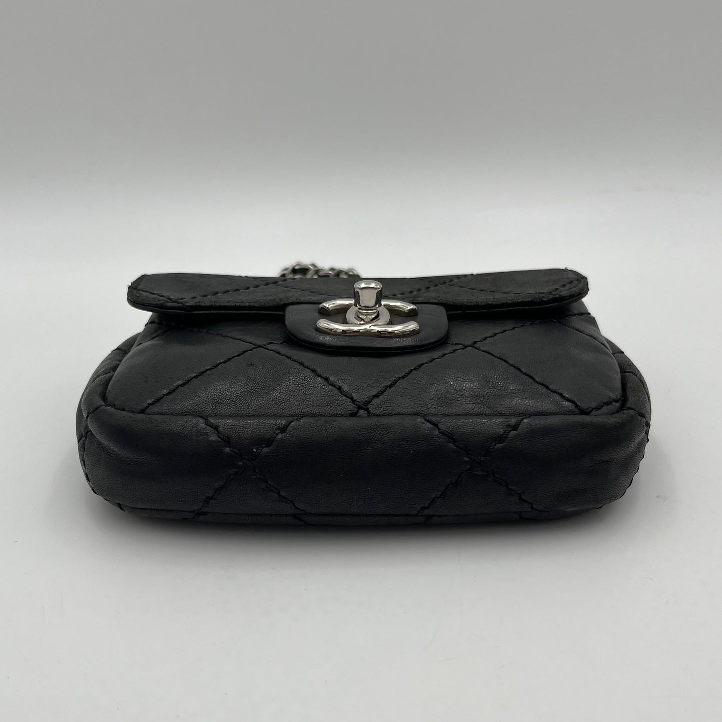 Chanel 2010-2011 Black Lambskin Wild Stitch Timeless Mini Flap SHW (Series 14)