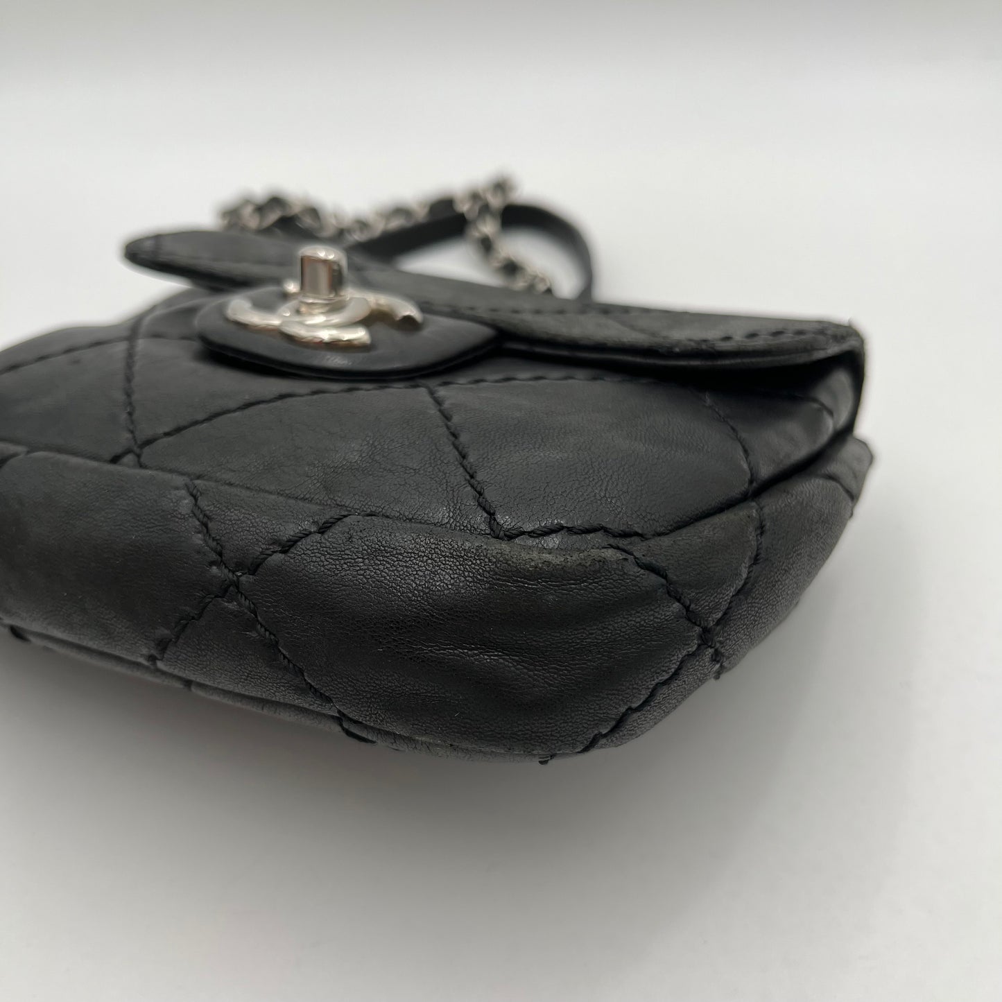 Chanel 2010-2011 Black Lambskin Wild Stitch Timeless Mini Flap SHW (Series 14)