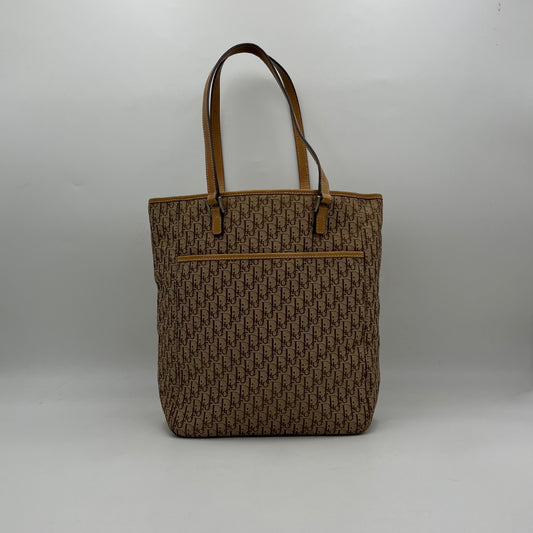 Christian Dior Brown Trotter Canvas Leather Tote