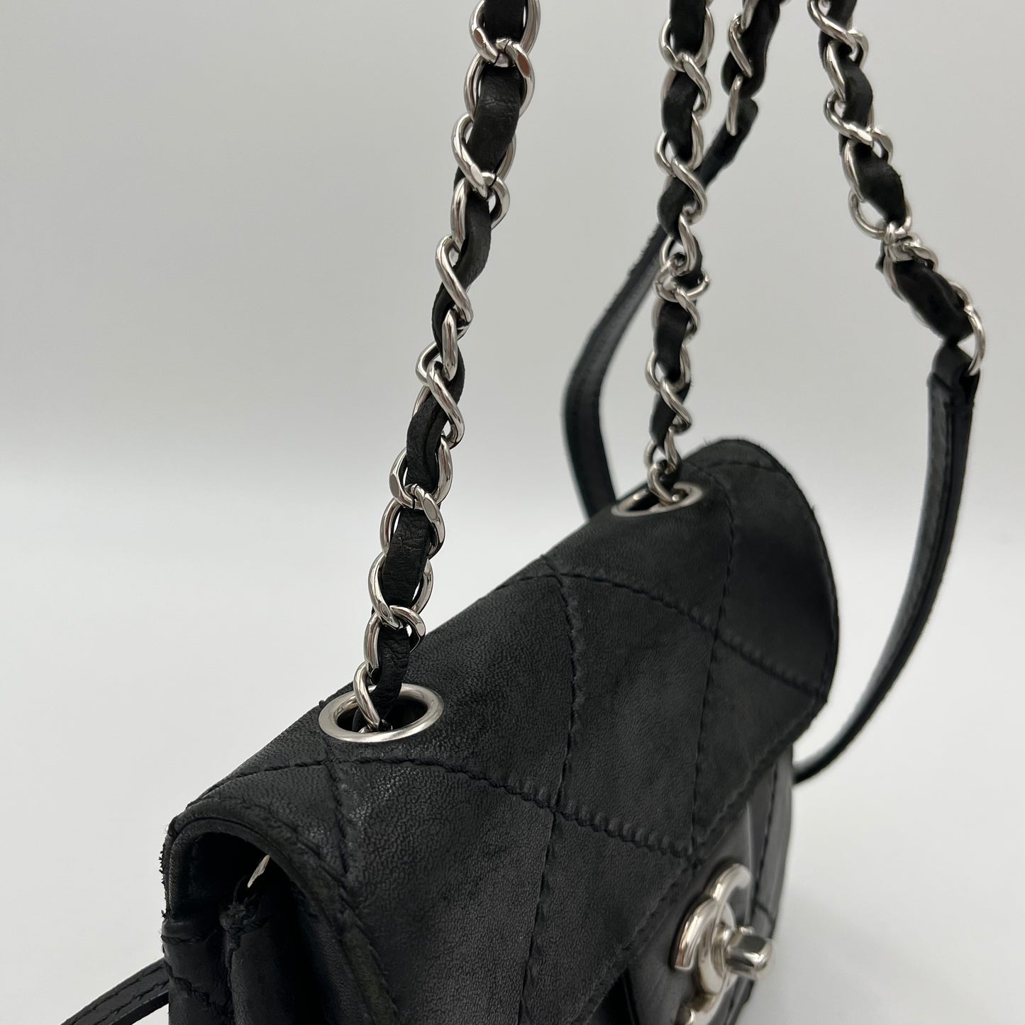 Chanel 2010-2011 Black Lambskin Wild Stitch Timeless Mini Flap SHW (Series 14)