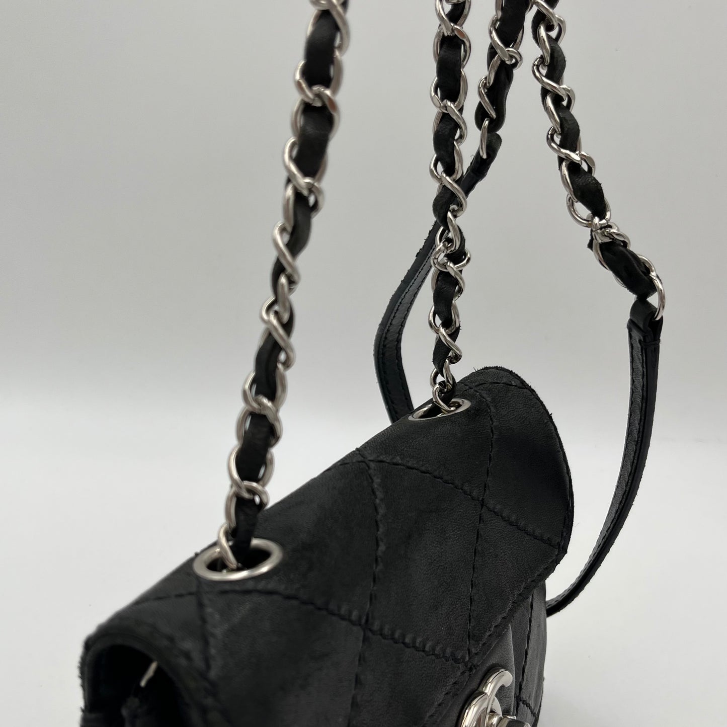Chanel 2010-2011 Black Lambskin Wild Stitch Timeless Mini Flap SHW (Series 14)