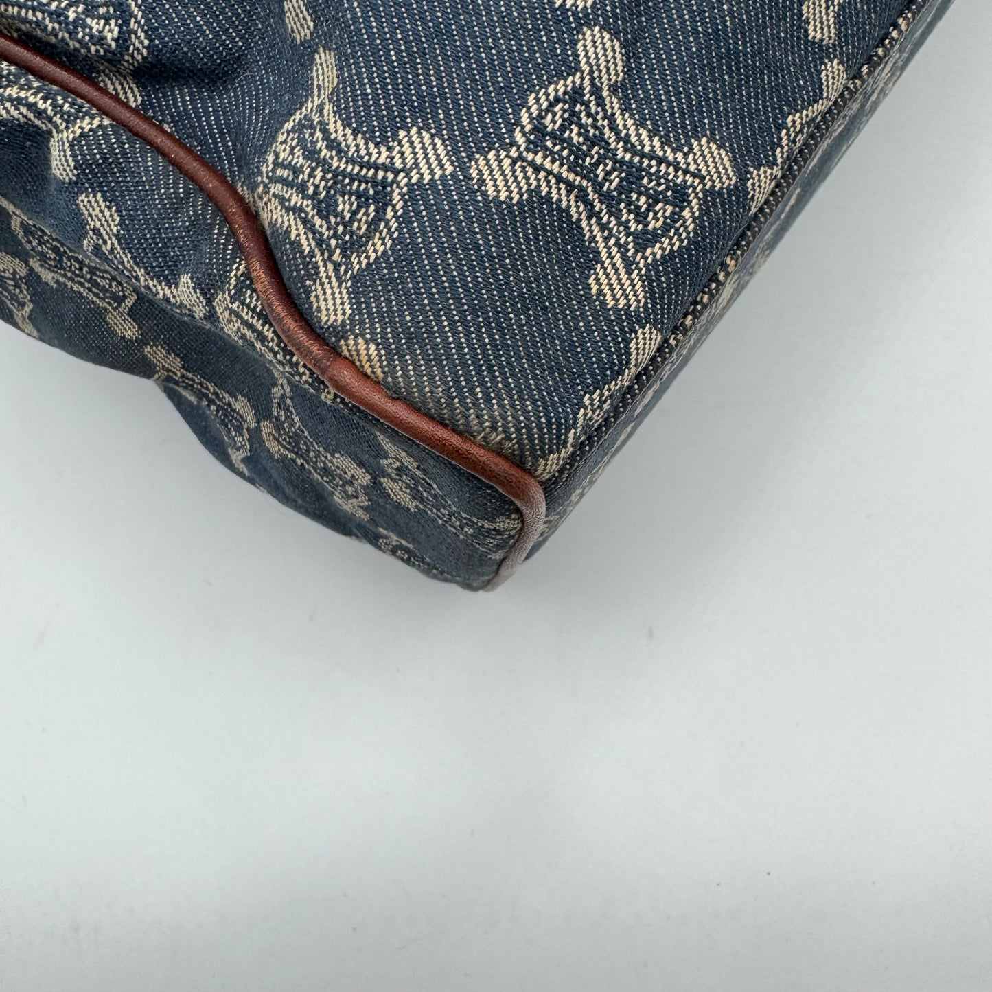 Celine Paris Macadam Denim and Brown Leather Tote Bag