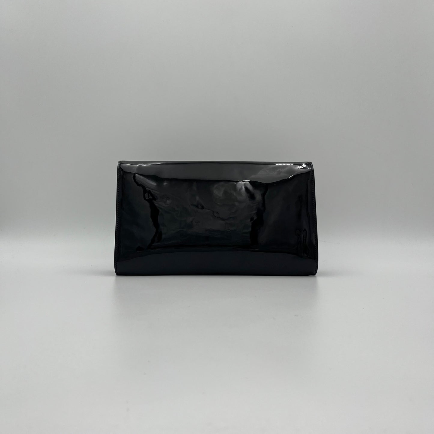 YSL Black Patent Leather Large Belle Du Jour Flap Clutch