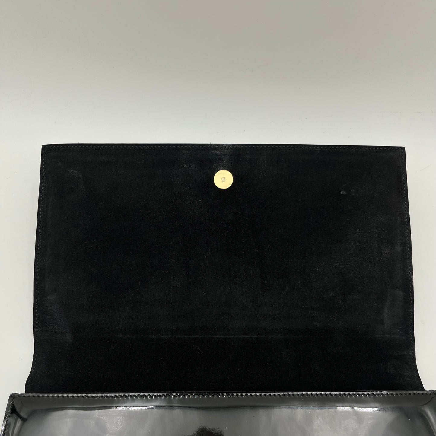 YSL Black Patent Leather Large Belle Du Jour Flap Clutch