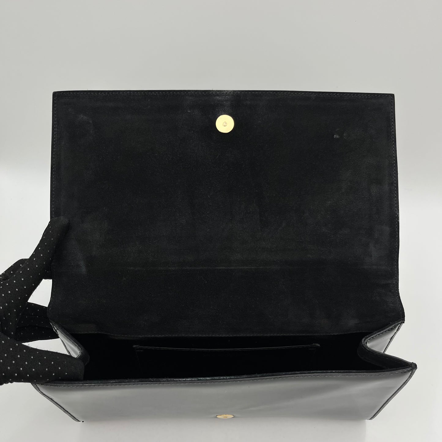 YSL Black Patent Leather Large Belle Du Jour Flap Clutch