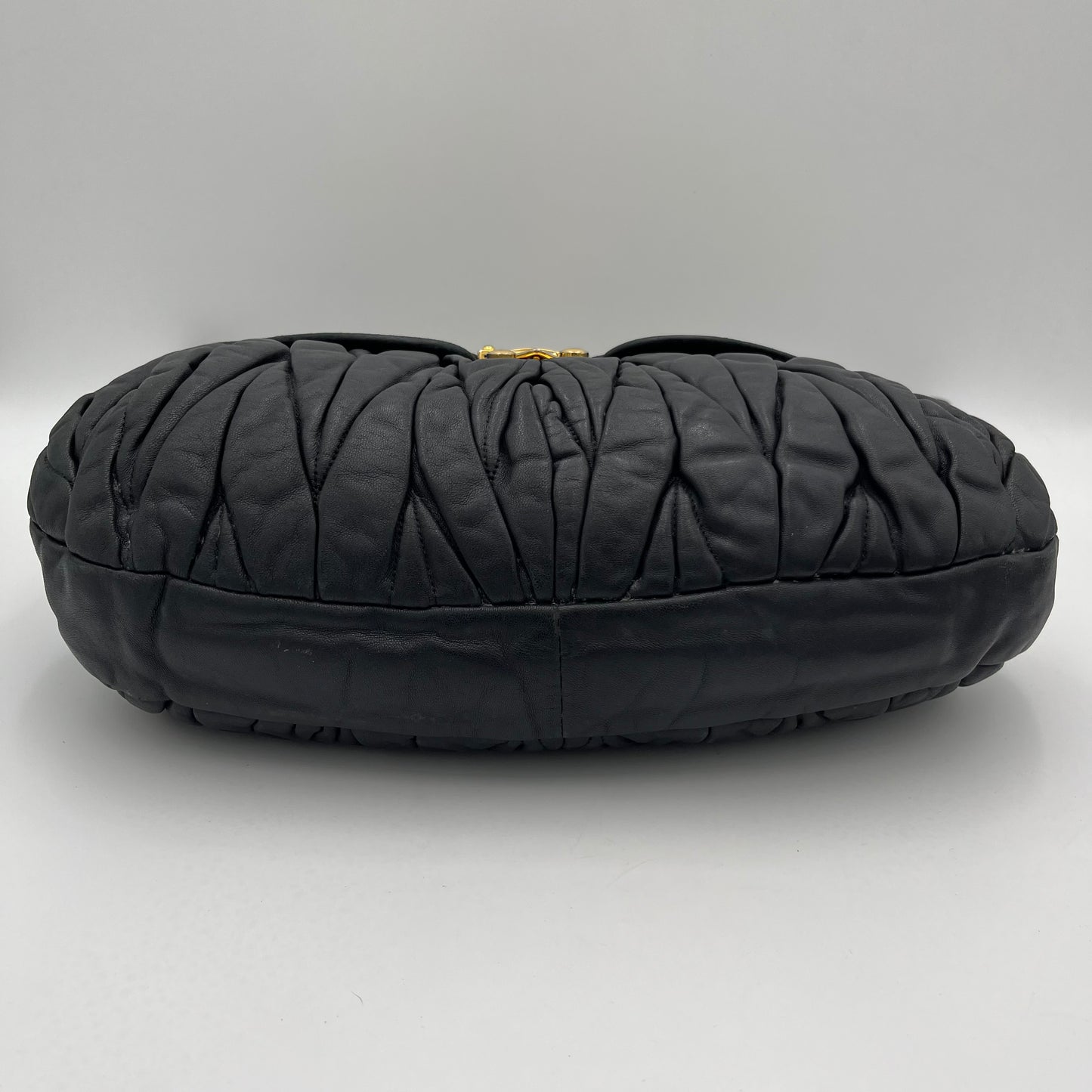 Miu Miu Black Matelasse Lambskin Large Coffer Satchel