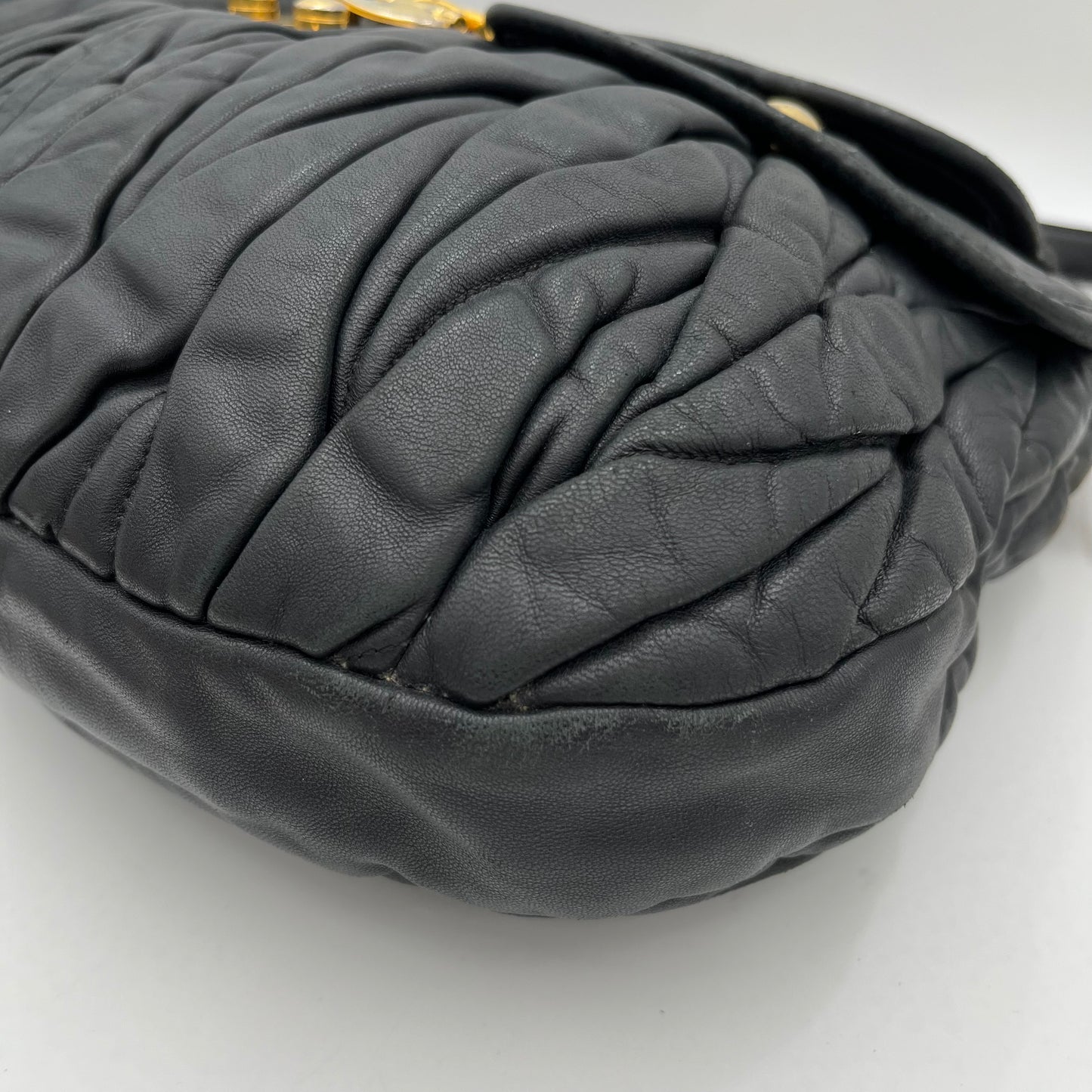 Miu Miu Black Matelasse Lambskin Large Coffer Satchel