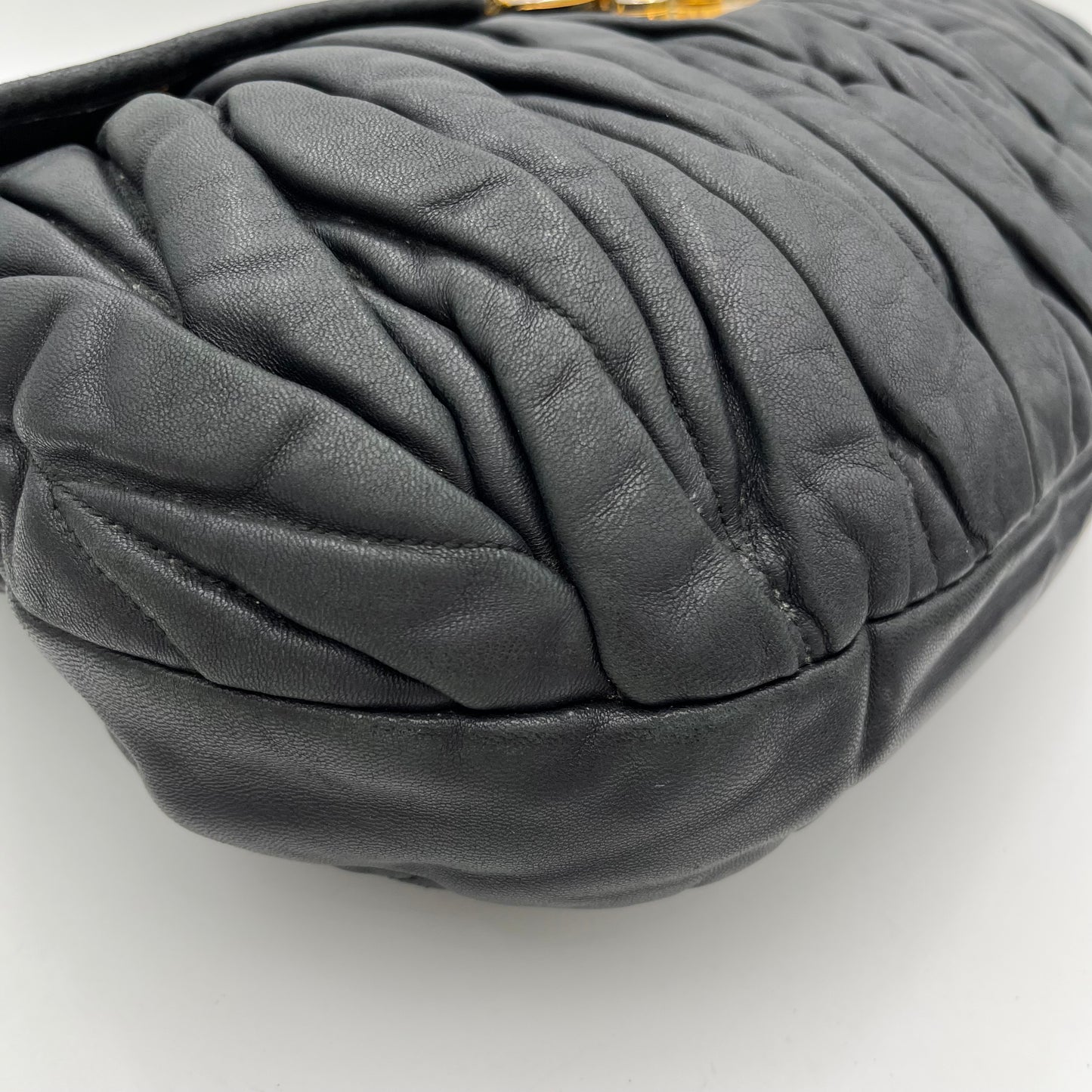 Miu Miu Black Matelasse Lambskin Large Coffer Satchel