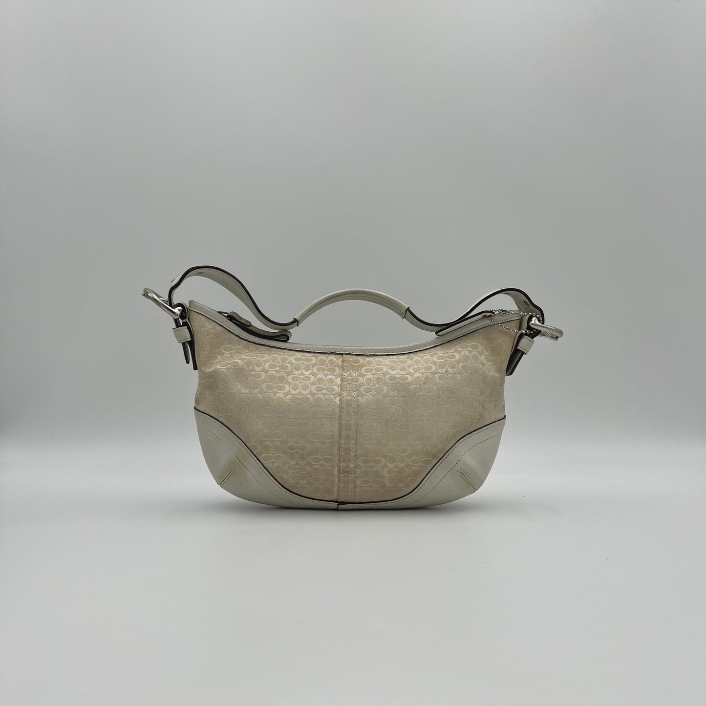 Coach White Signature Canvas and Leather Hobo Pochette