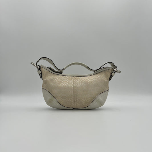 Coach White Signature Canvas and Leather Hobo Pochette