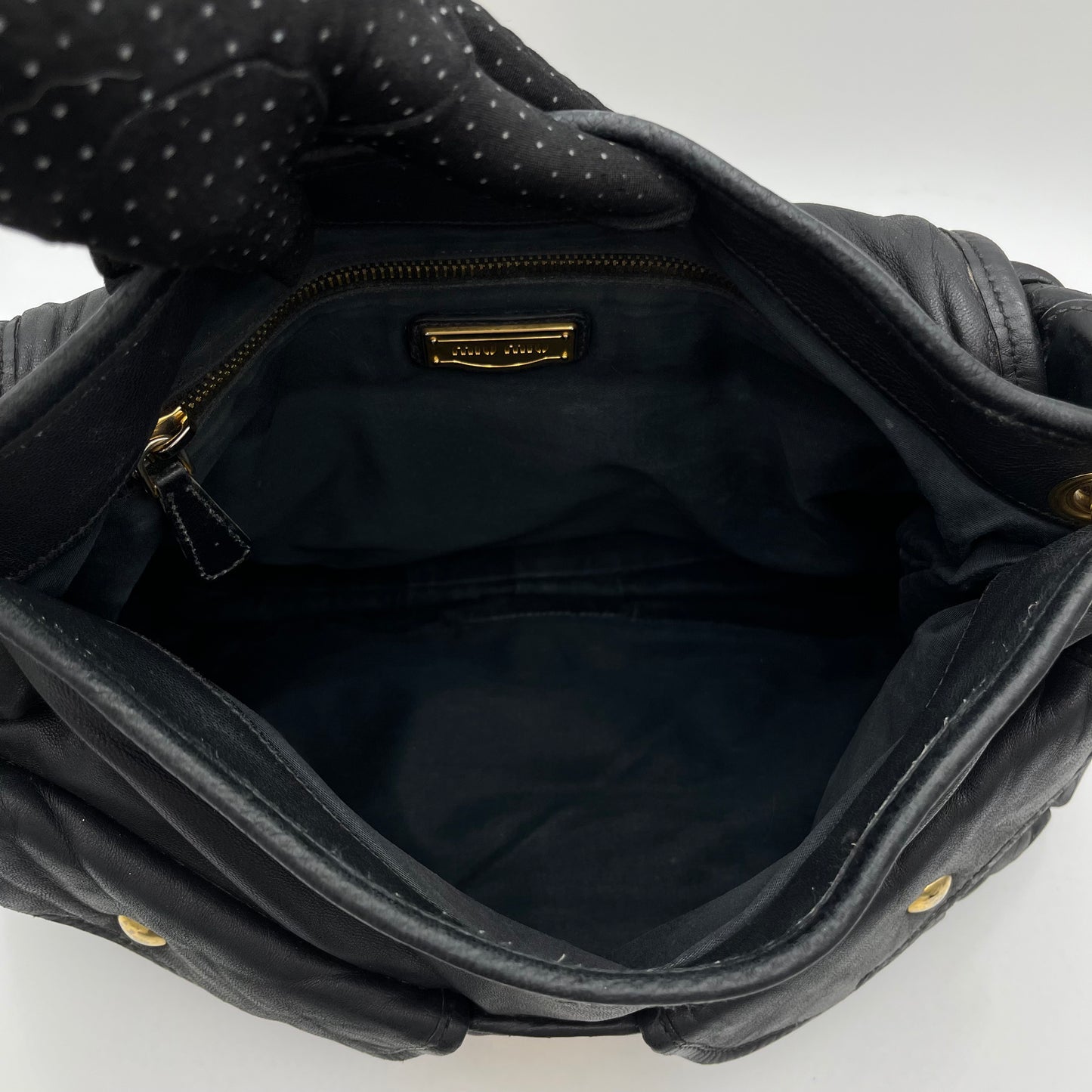 Miu Miu Black Matelasse Lambskin Large Coffer Satchel